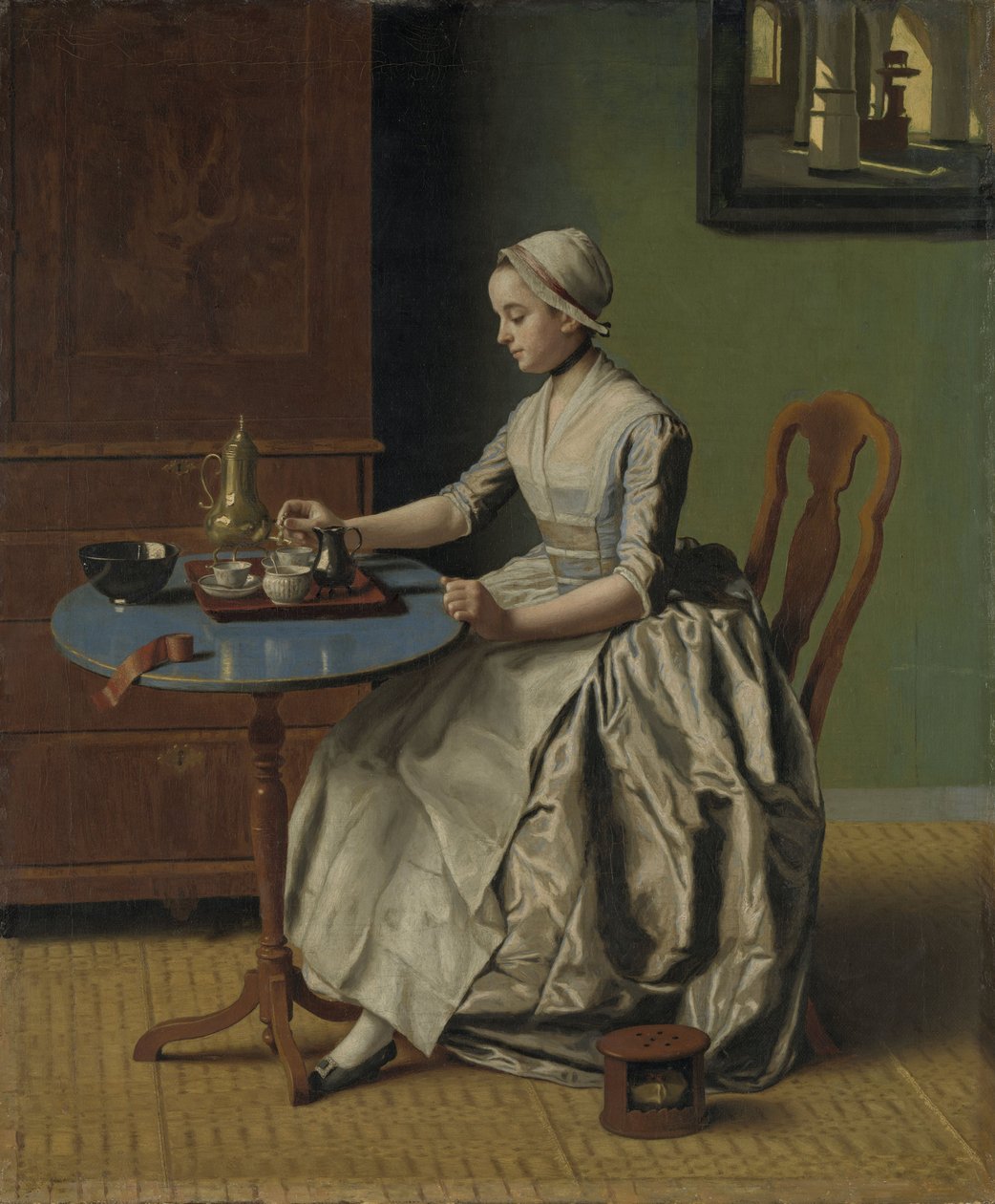 En hollandsk pige ved morgenmad, ca. 1756 (olie på lærred) af Jean Étienne Liotard
