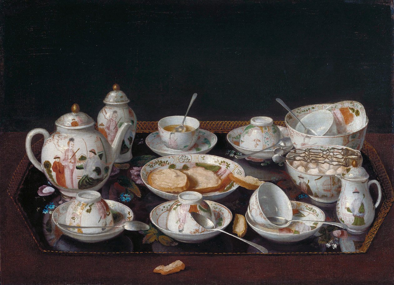 Tysk: Stilleben med kaffekopper (japansk tesæt) Stilleben: Tesæt af Jean Étienne Liotard