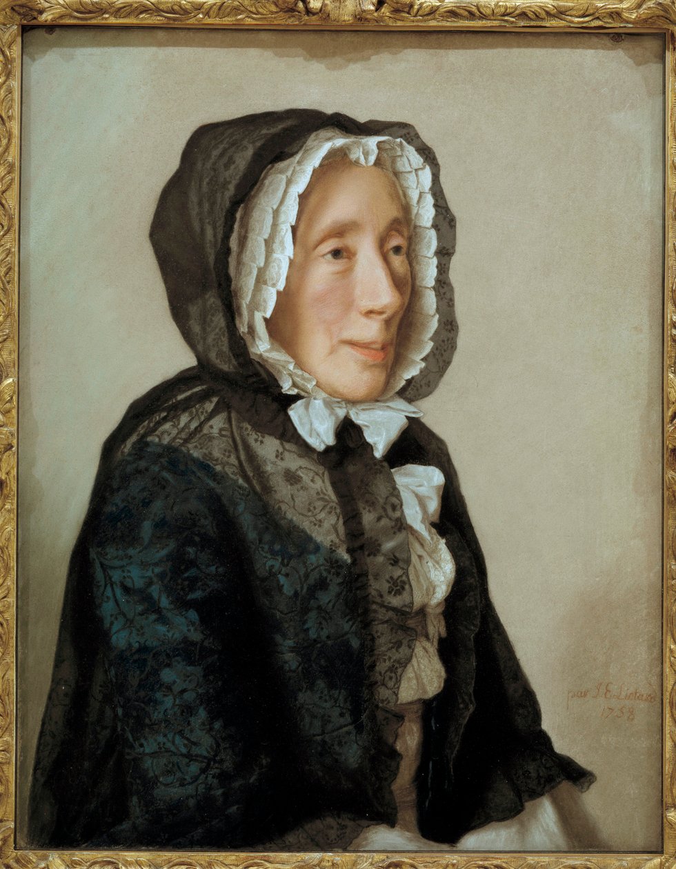 Portræt af fru Tronchin. Maleri af Jean Etienne Liotard (1702-1789) Ec. Følge efter. af Jean Étienne Liotard