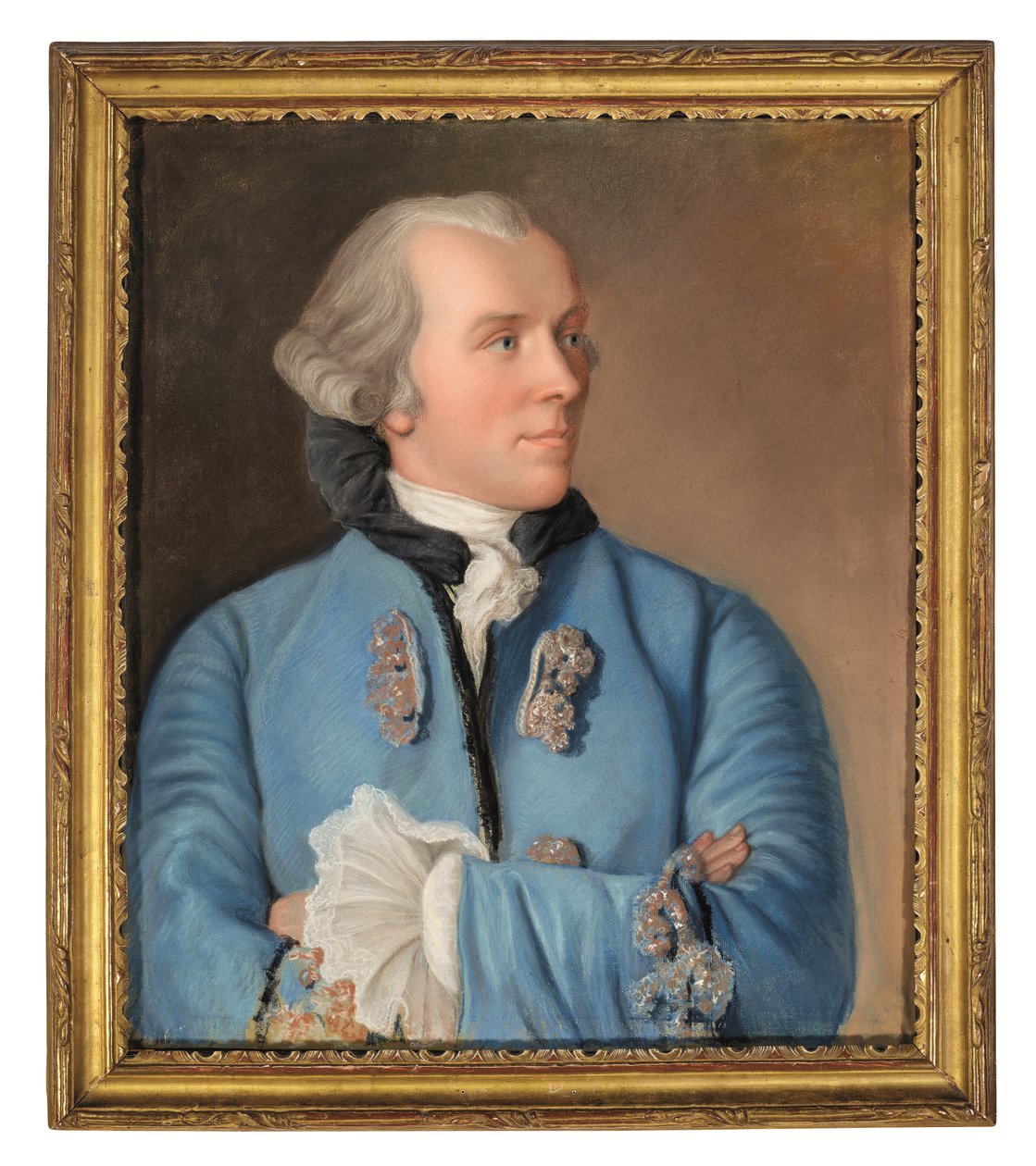 Philibert Cramerin muotokuva (pastelli siniselle paperille, kiinnitetty kankaalle) af Jean Étienne Liotard