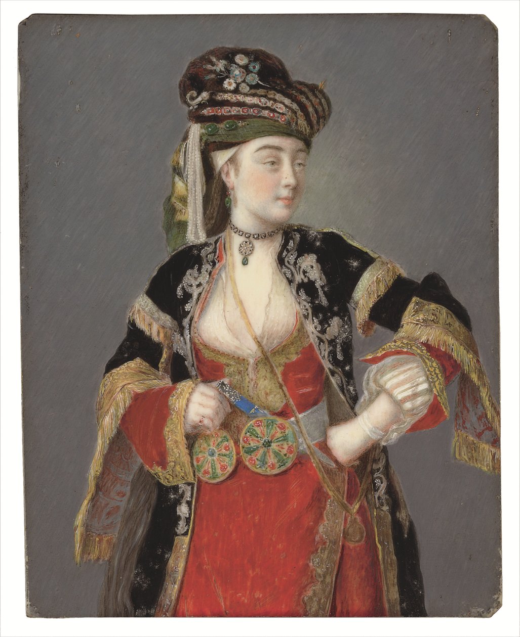 Formodet portræt af Laura Tarsi i tyrkisk kjole af Jean Étienne Liotard