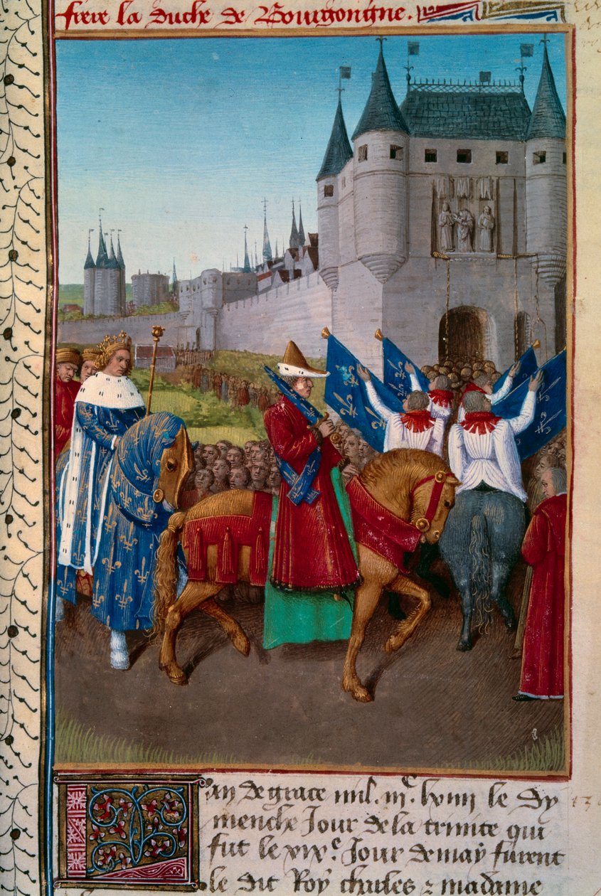 Indrejse i Paris af Charles V (1338-1380) forud for Robert de Fiennes (1308 - 1385) af Jean Fouquet