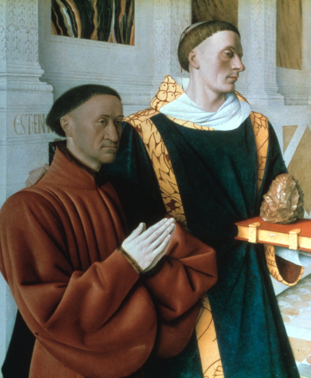 Etienne Chevalier og St Stephen, c1450 af Jean Fouquet