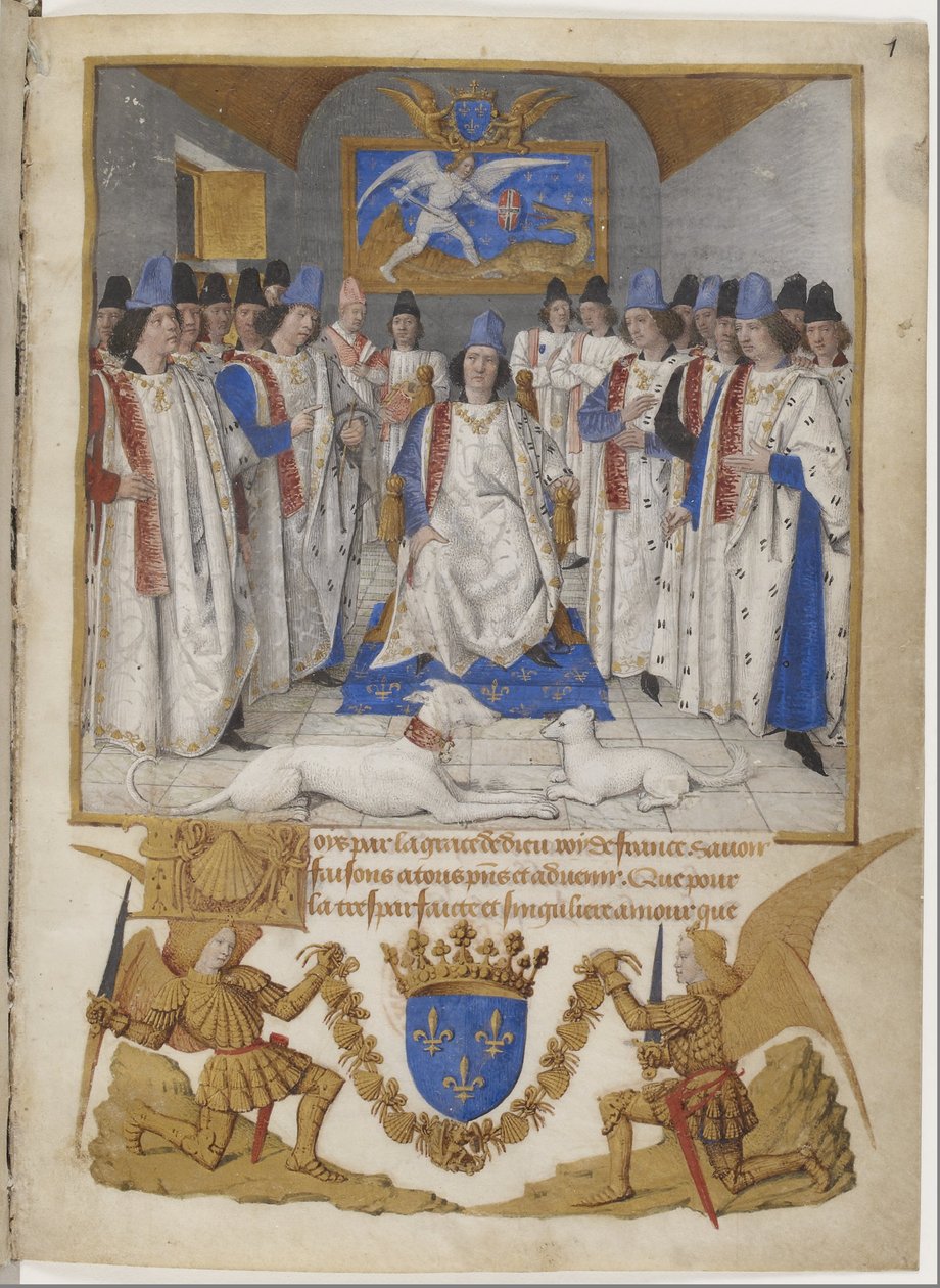 Frontispice til Sankt Michaelsordenens statutter, en kopi beregnet til Ludvig XI. af Jean Fouquet