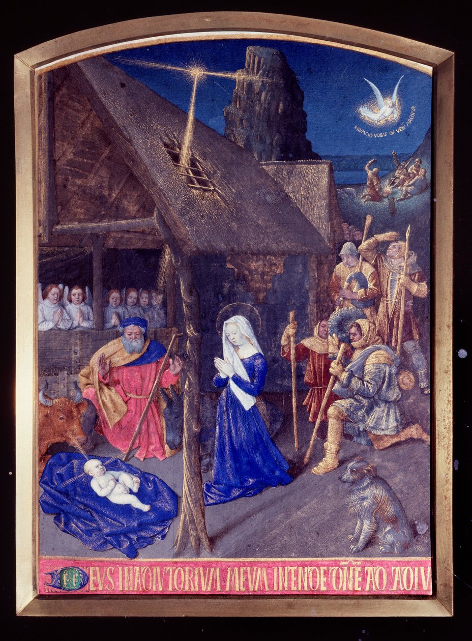 The Days of the Madonna: the Nativity and the Adoration of the Shepherds Miniature i "" Les Hours d