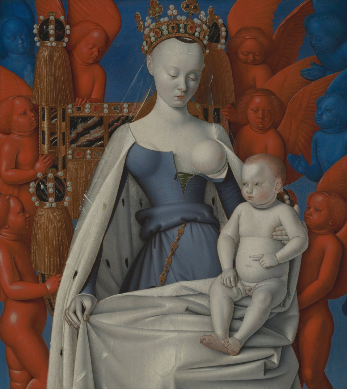 Madonna omgivet af serafer og keruber, ca. 1450 (olie på panel) af Jean Fouquet