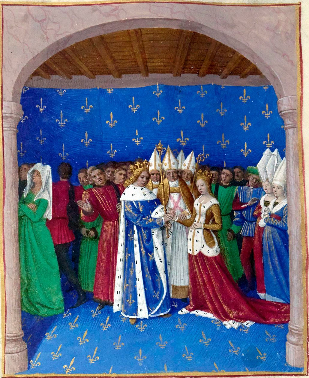 Ægteskab mellem Charles IV le Bel og Marie de Luxembourg af Jean Fouquet