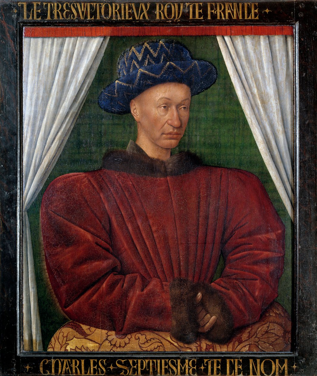 Portræt af Charles VII (1403-1461) konge af Frankrig. Maleri af Jean Fouquet (1420-1481) af Jean Fouquet