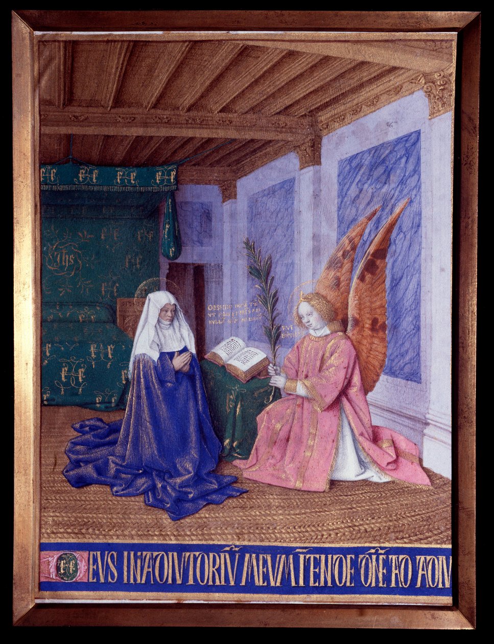 The Hours of the Virgin: The Second Annunciation Miniature i "The Hours of Etienne Chevalier" af Jean Fouquet (1420-1481) af Jean Fouquet