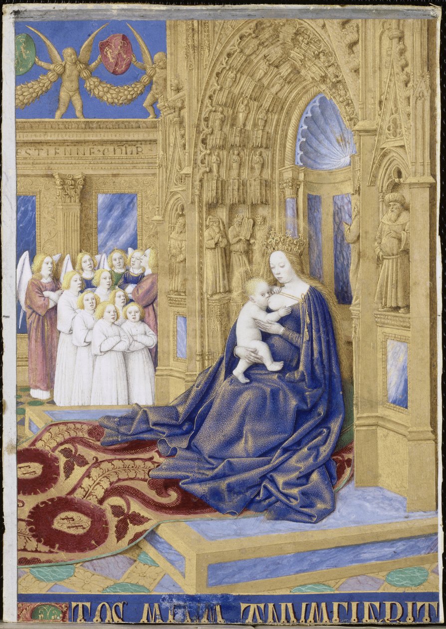 The Virgin and Child tronede Timer af Étienne Chevalier af Jean Fouquet