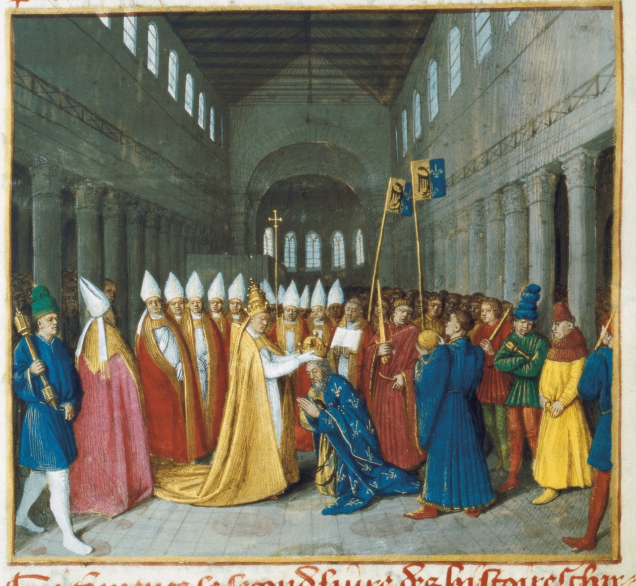 Kroningen af Karl den Store, ca. 1460 (miniature) af Jean Fouquet