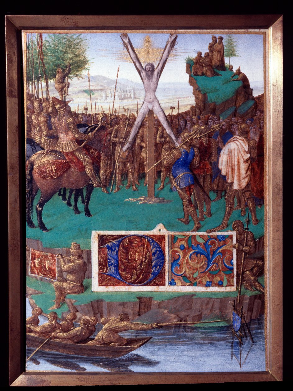Sankt Andres martyr korsfæster miniature taget fra "The Book of Hours of Stephen Chevalier" af Jean Fouquet (1420-1477/1481) af Jean Fouquet