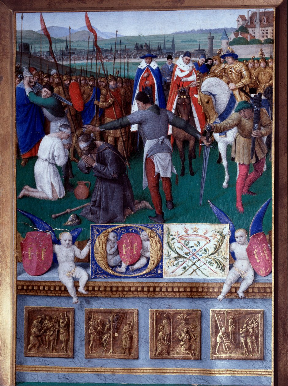 Sankt Jakobs store miniatures martyrium taget fra "The Book of Hours of Etienne Chevalier" af Jean Fouquet (1420-1477/1481) af Jean Fouquet