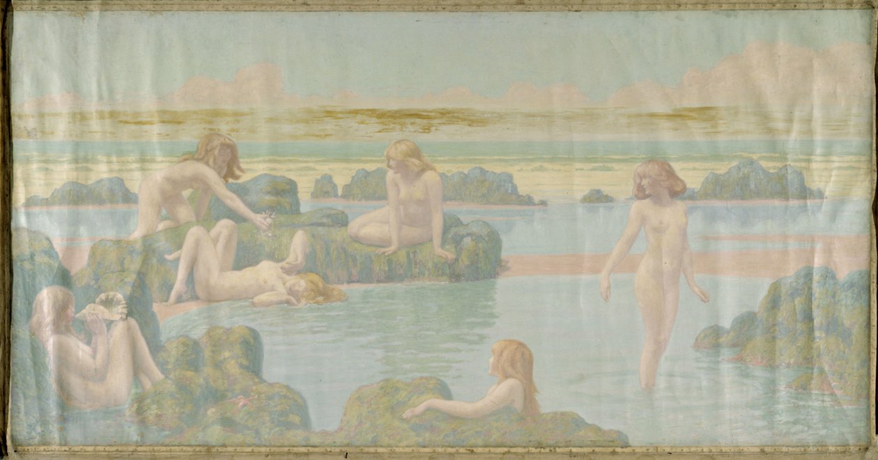 The Sea Garden, ca. 1910 (olie på lærred) af Jean Francis Auburtin