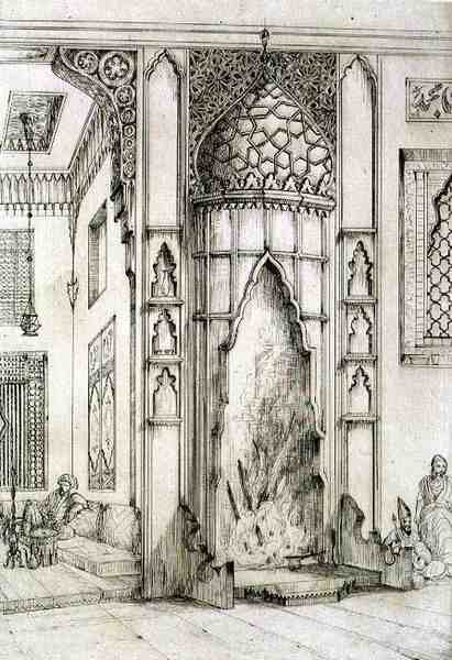 Pejs i Palace of the Seven Towers, i Isfahan, fra 