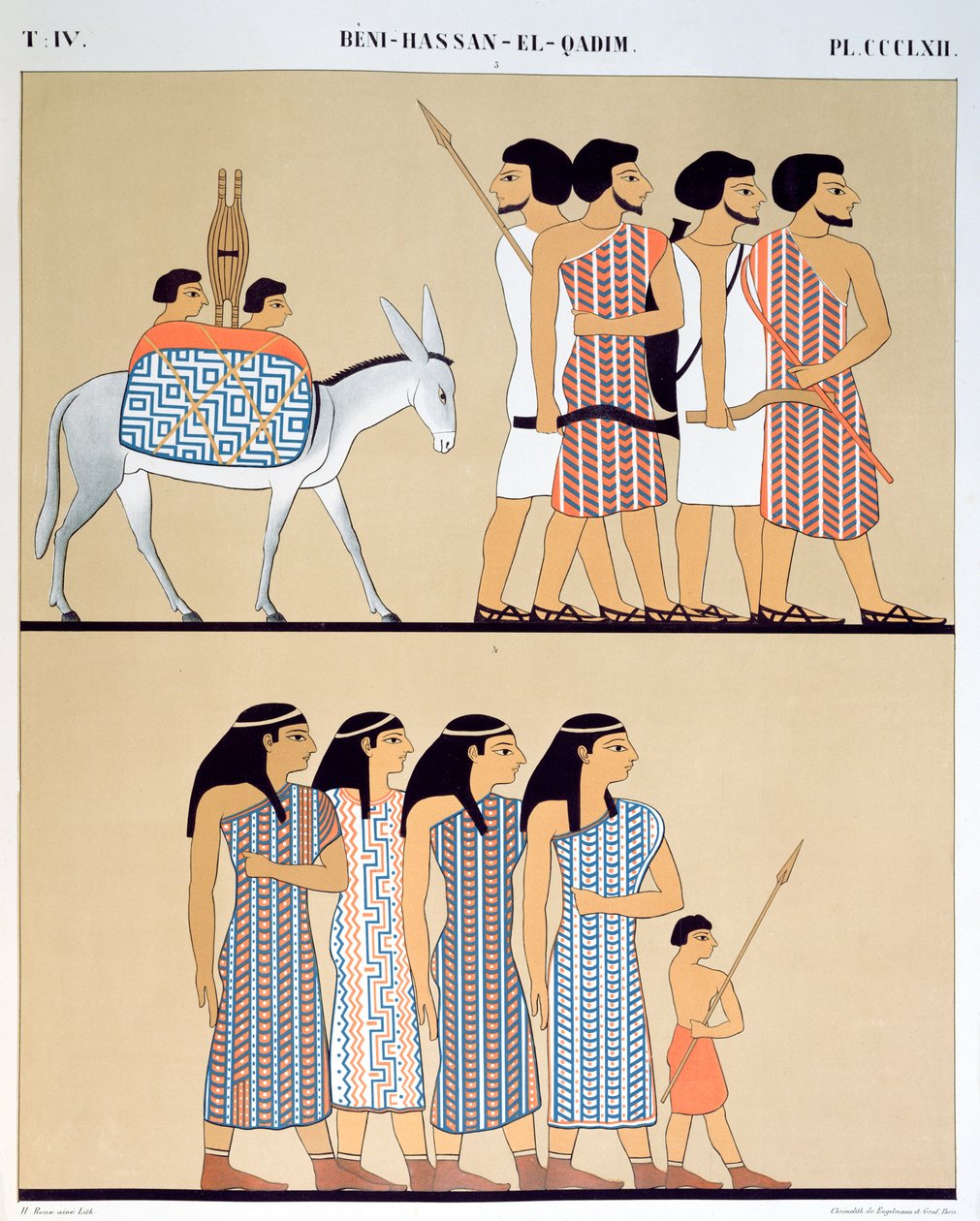 Fresko af Nevothphs grav ved Beni-Hassan-El-Qadim (Beni Hasan), 1835-45 af Jean Francois Champollion