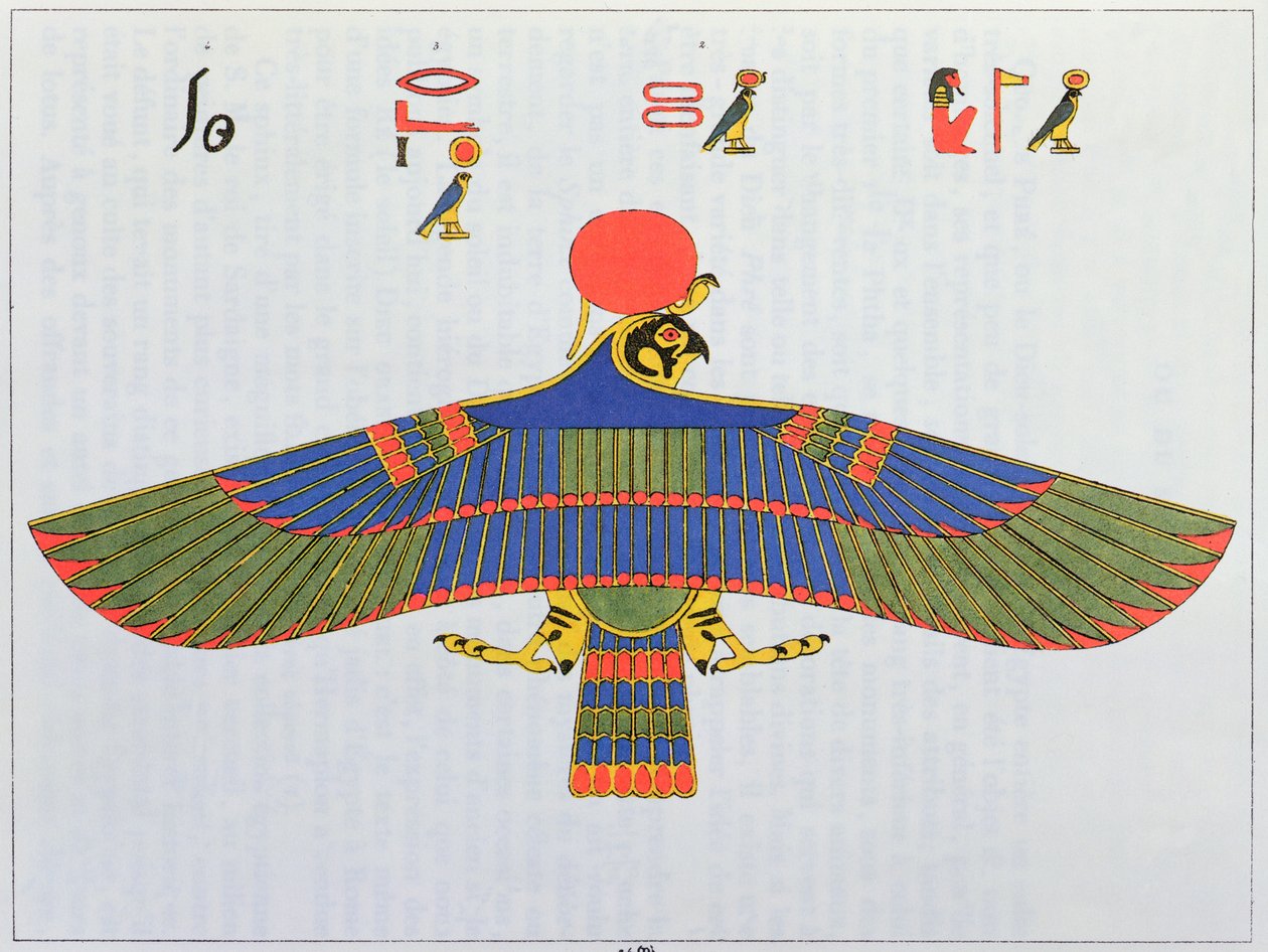 Guden Horus repræsenteret i form af en spurvehøg, 1823 af Jean Francois Champollion