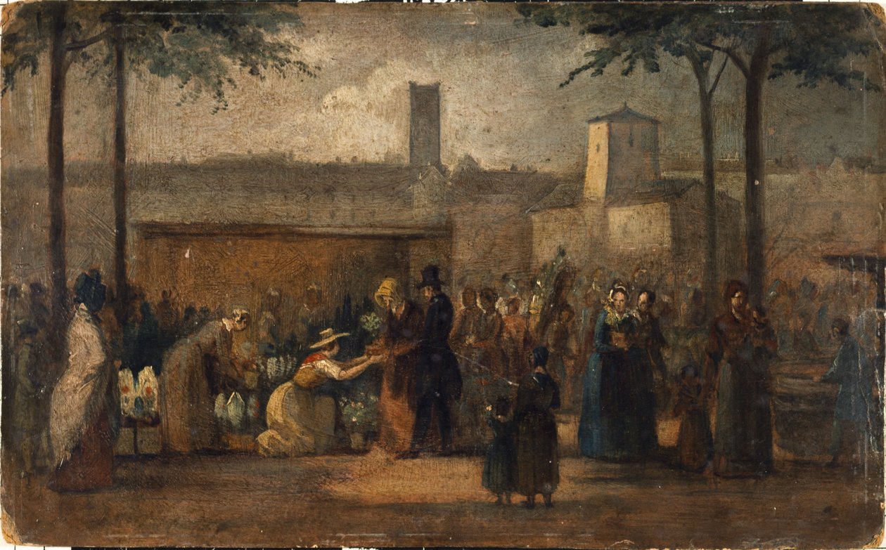 Blomstermarkedet, ca. 1839 (maleri) af Jean Francois Demay