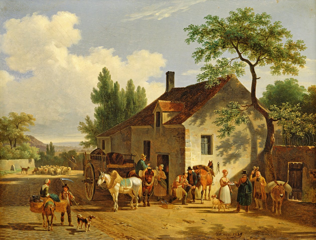 Udsigt over en landsby, 1839 af Jean Francois Demay