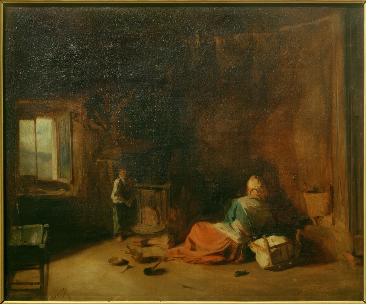 Landligt interiør af Jean Francois Gigoux