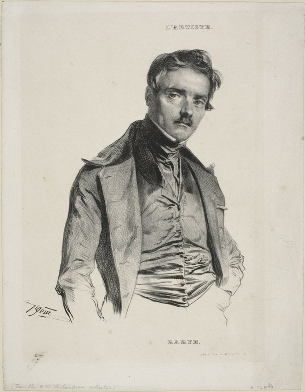 Portræt af billedhuggeren Antoine-Louis Barye af Jean Francois Gigoux