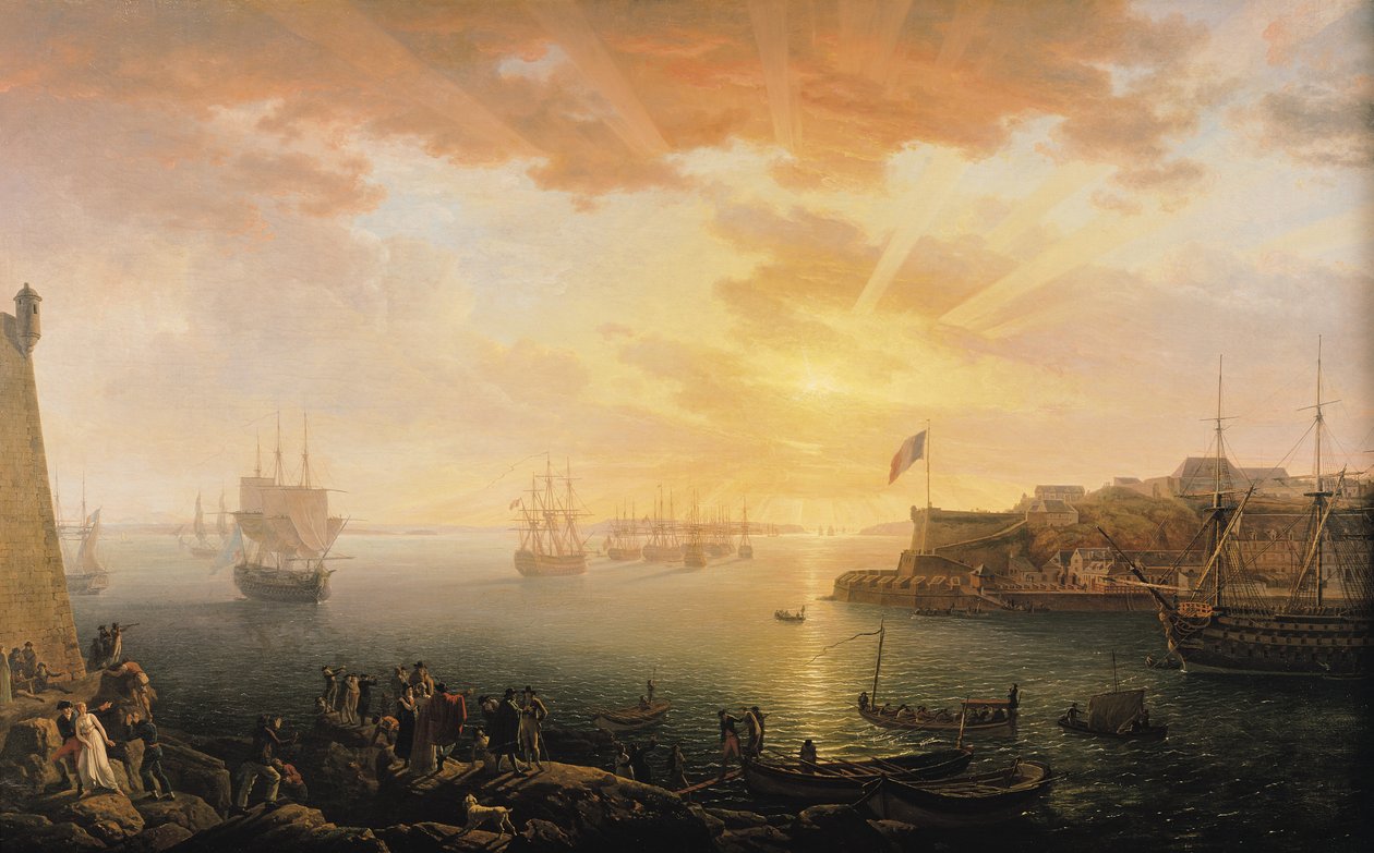 Udsigt over Brest Havn, 1796 af Jean Francois Hue