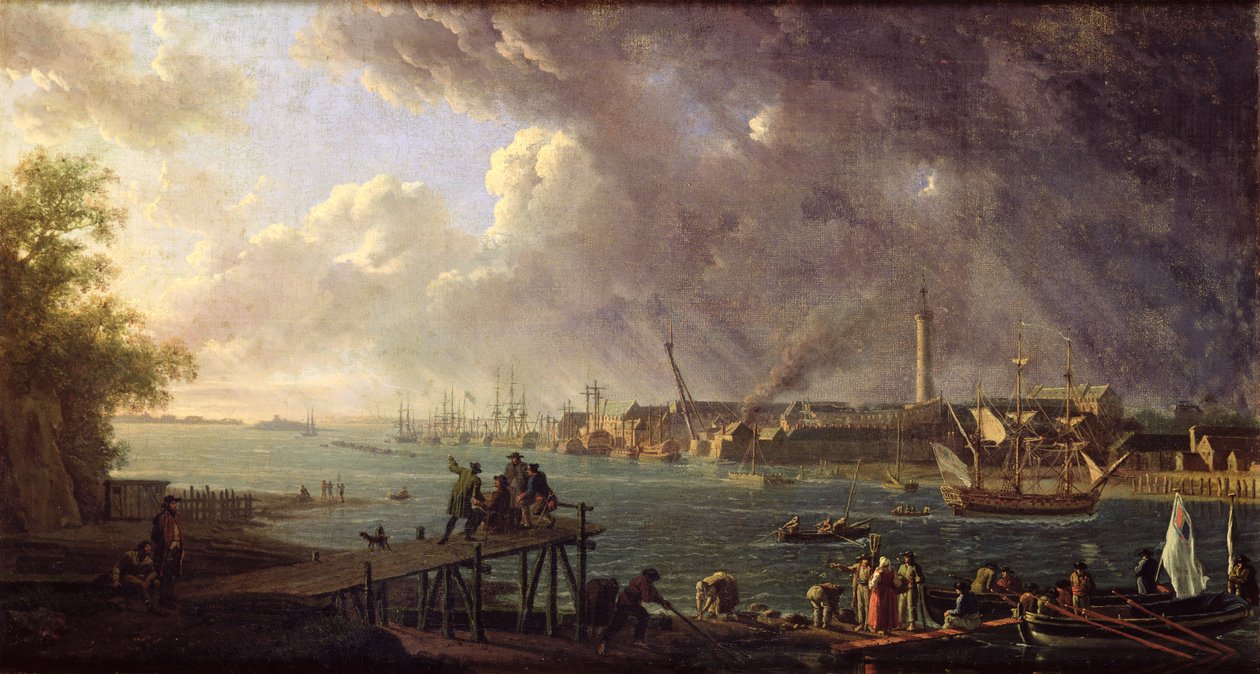 Udsigt over havnen i Lorient af Jean Francois Hue