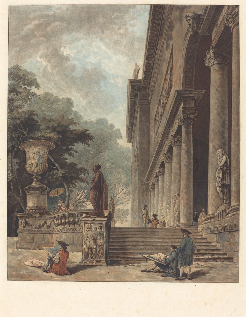 Kolonnade og haver i Palazzo Medici Kolonnade og haver i Palazzo Medici, ca. 1776. af Jean Francois Janinet