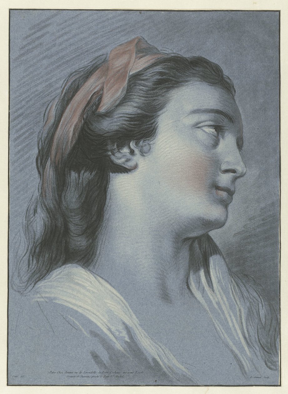 Hovedet af en ung kvinde Tete de femme af Jean Francois Janinet