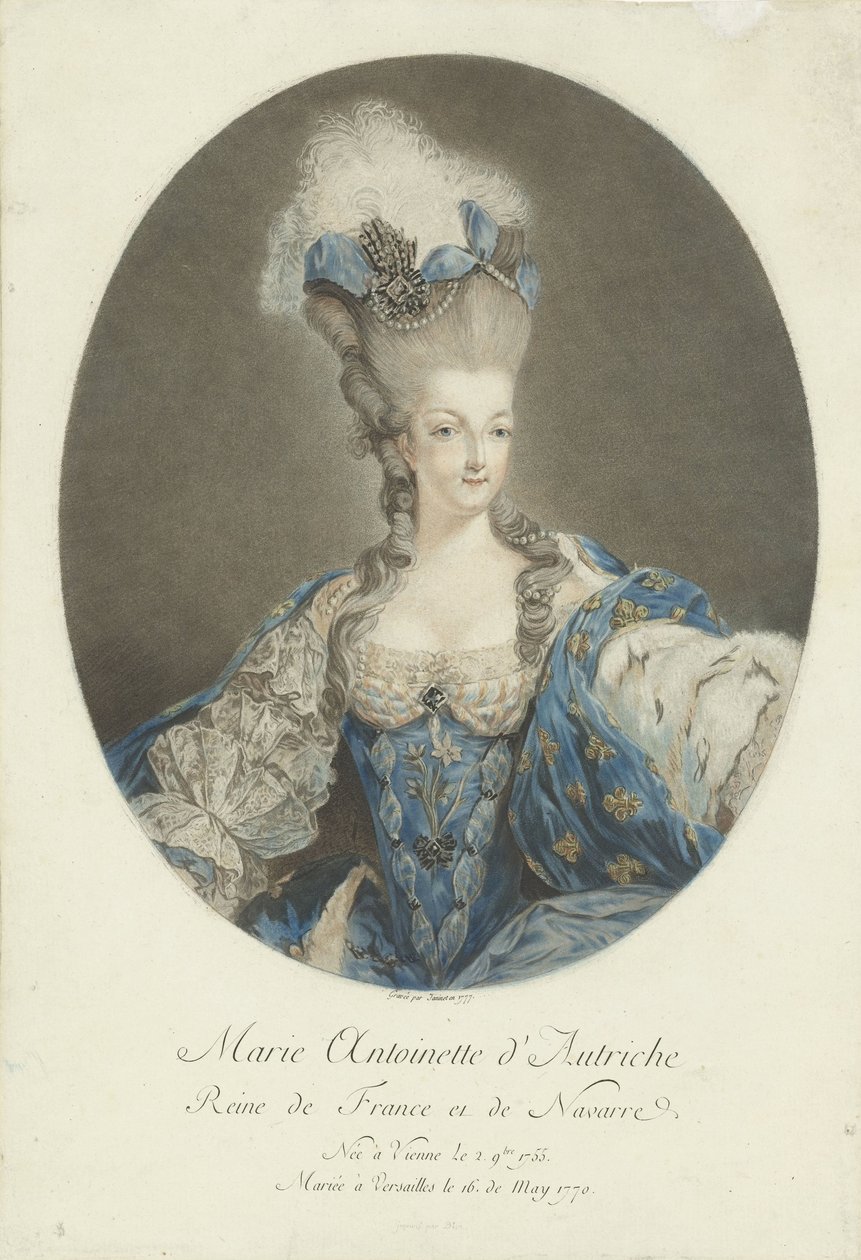 Portræt af Marie Antoinette Marie Antoinette af Østrig, Dronning af Frankrig og Navarra (titel på objektet) af Jean Francois Janinet