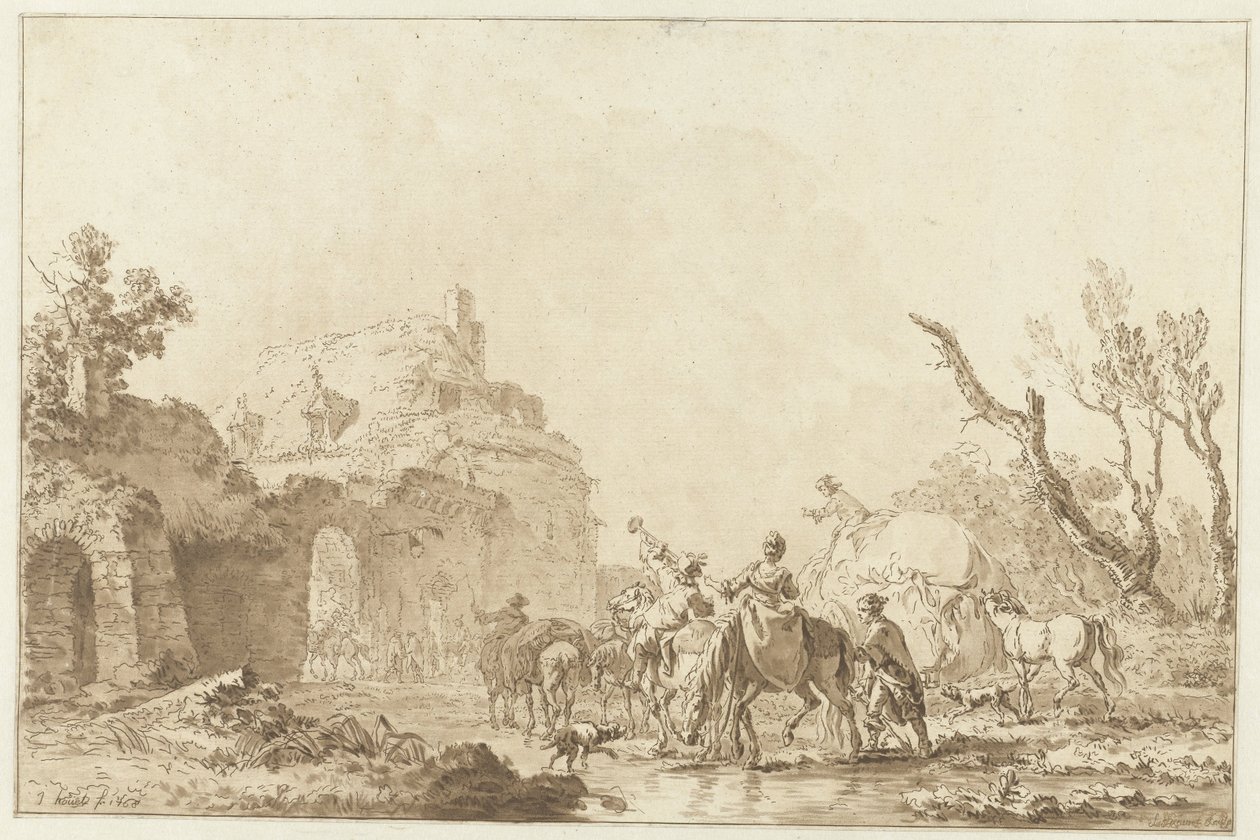 Rejsende ved en port løn af Jean Francois Janinet