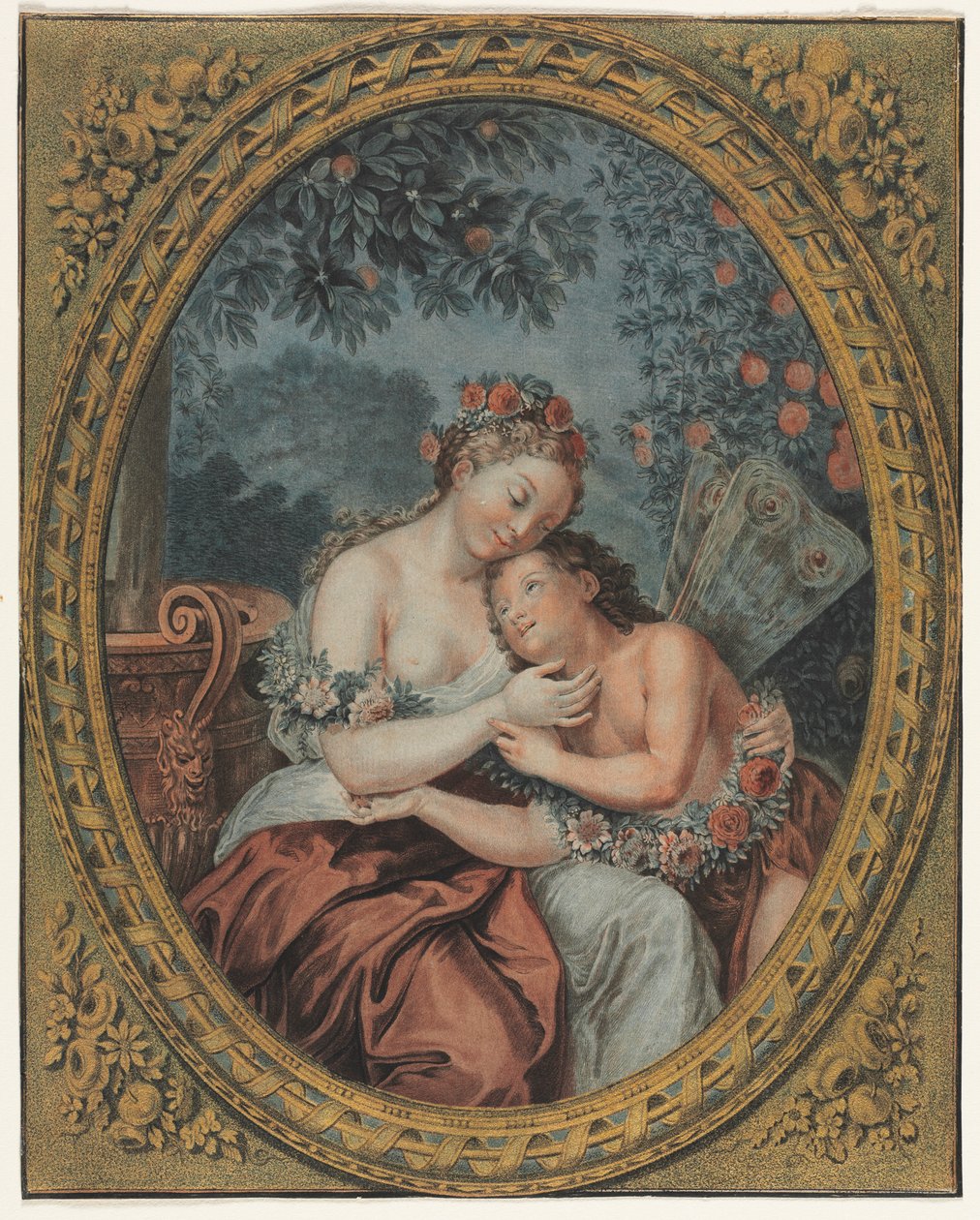 Zephyre og Flore, ca. 1776. af Jean Francois Janinet