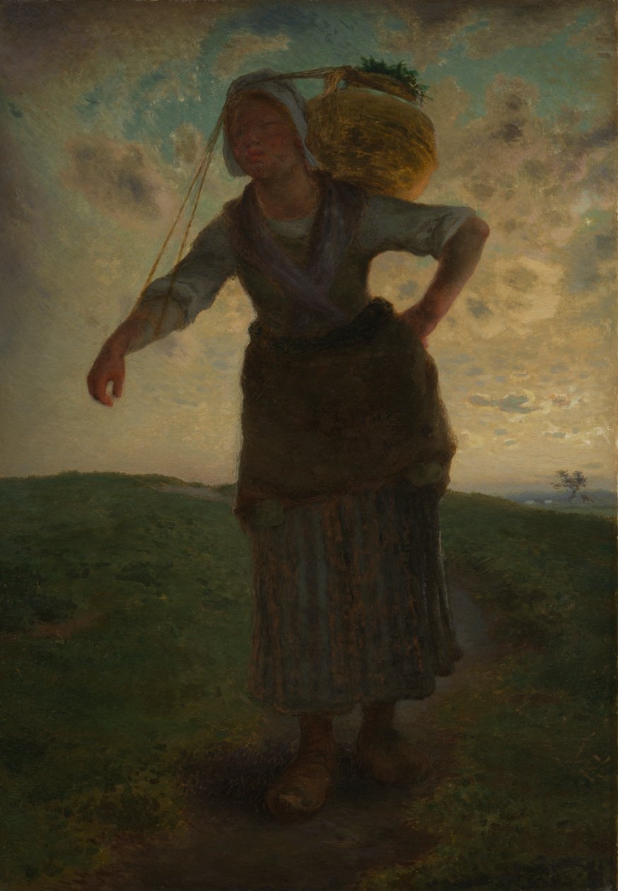 En normannisk mælkepige i Greville, 1871 (olie på pap) af Jean Francois Millet