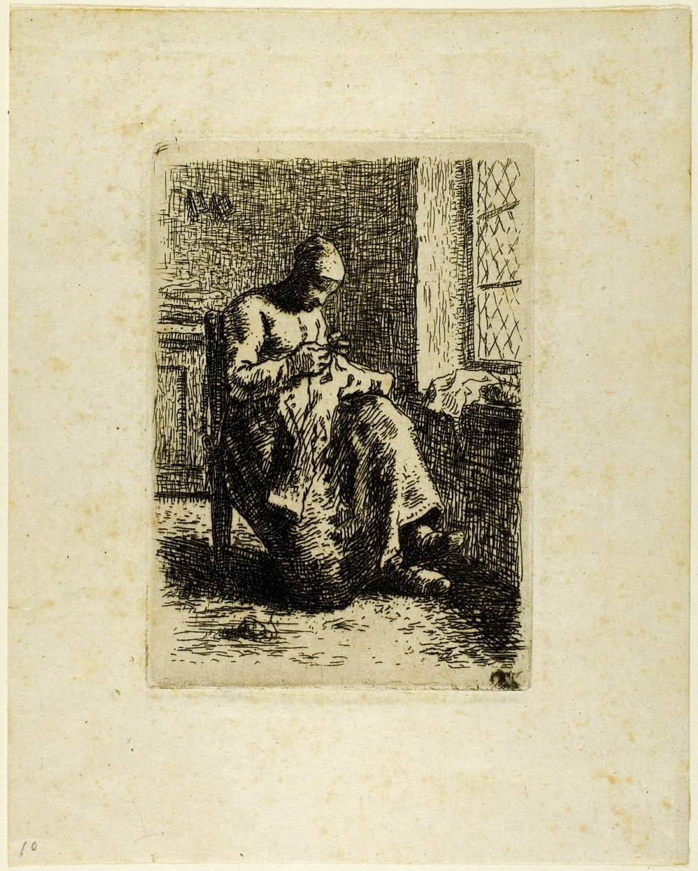 En kvinde, der syr af Jean Francois Millet