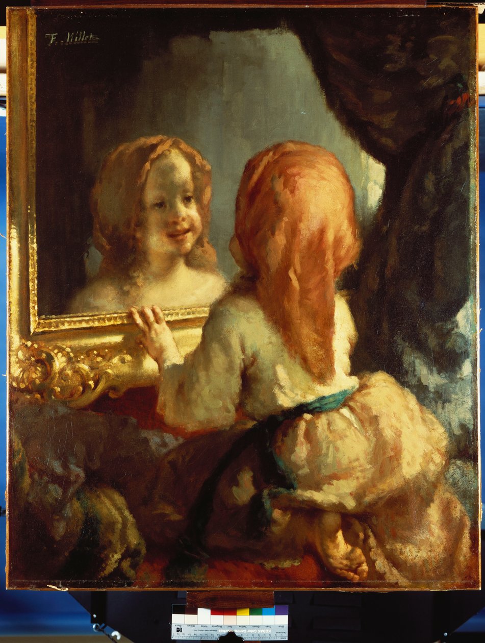 Antoinette Herbert ser i spejlet, ca. 1844 af Jean Francois Millet