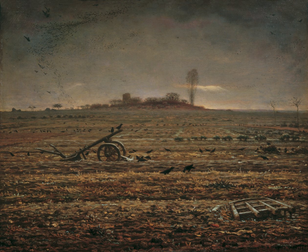 Chailly-sletten med harve og plov af Jean Francois Millet