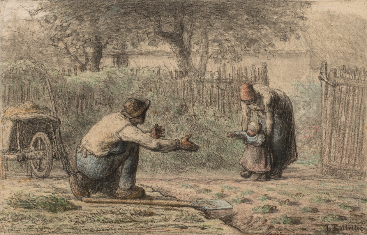 Første skridt, c. 1858-1866. af Jean Francois Millet