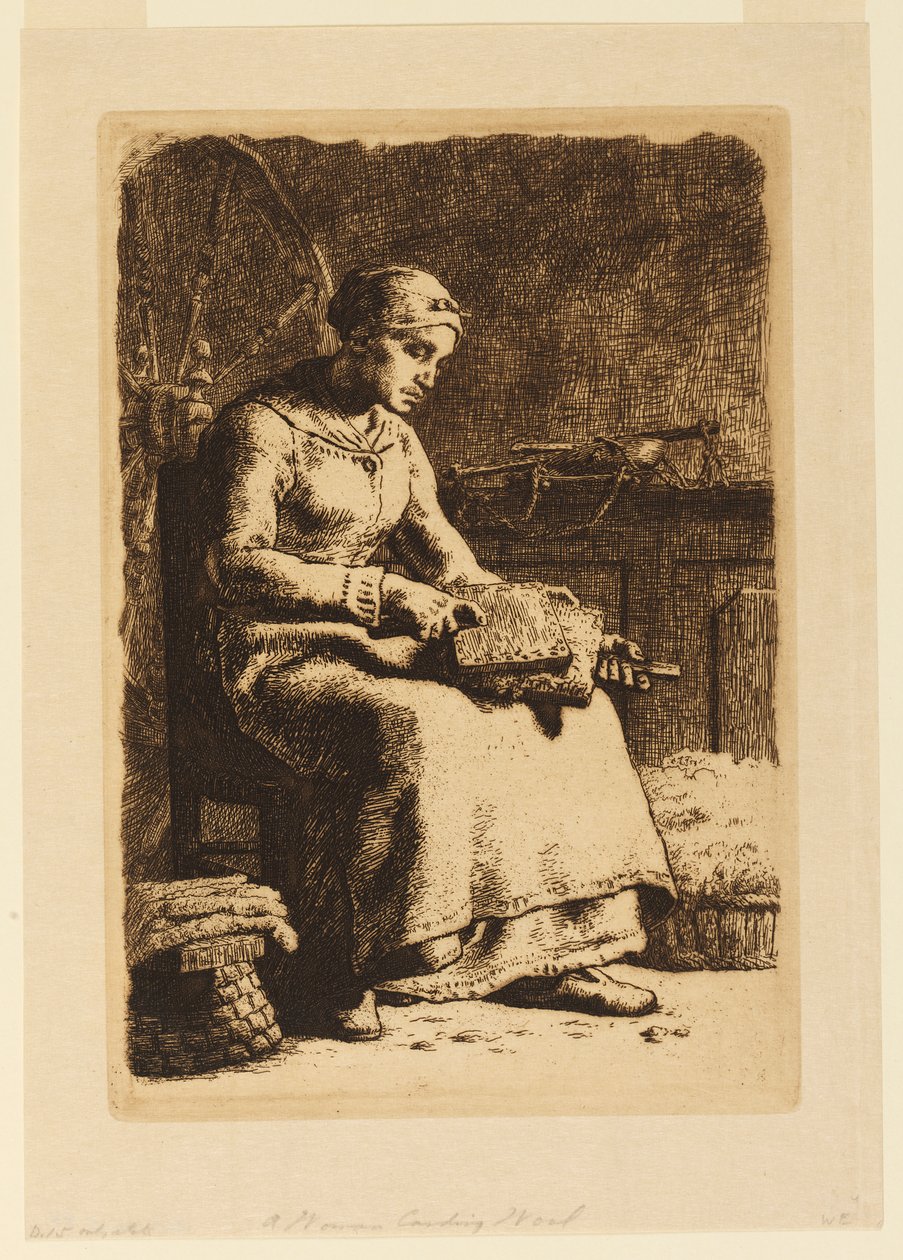 La Cardeuse (Wool Carder) af Jean Francois Millet