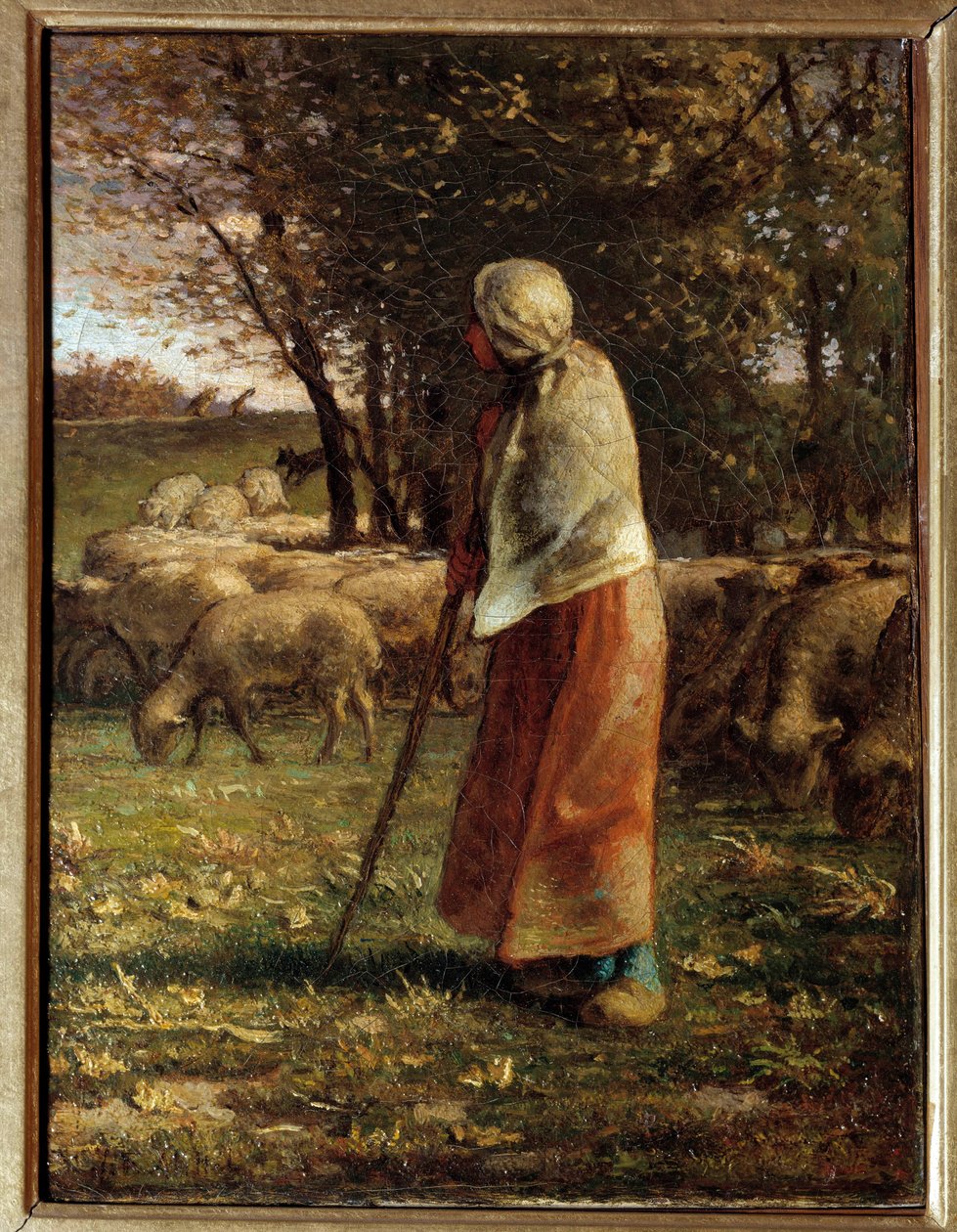 La petite bergere Maleri af Jean Francois Millet (1814-1875) 1800-tallet søn. 0,32x0,25 m Paris, musee d