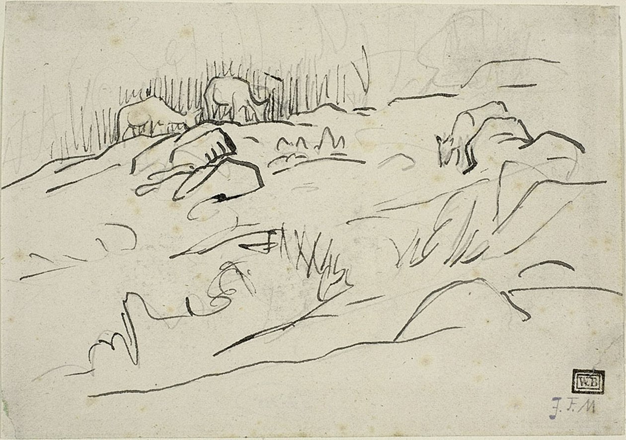 Landskab med kvæg af Jean Francois Millet