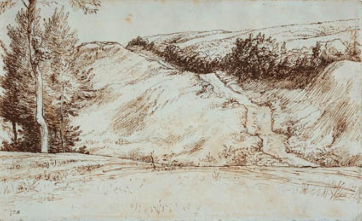 Landskab med bakkeskråning nær Vichy af Jean Francois Millet