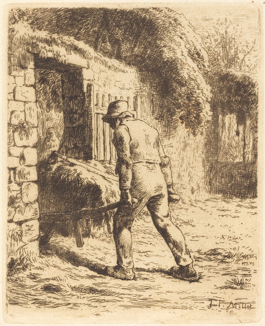 Mand med trillebør (bonden vender tilbage fra gødningen) af Jean Francois Millet