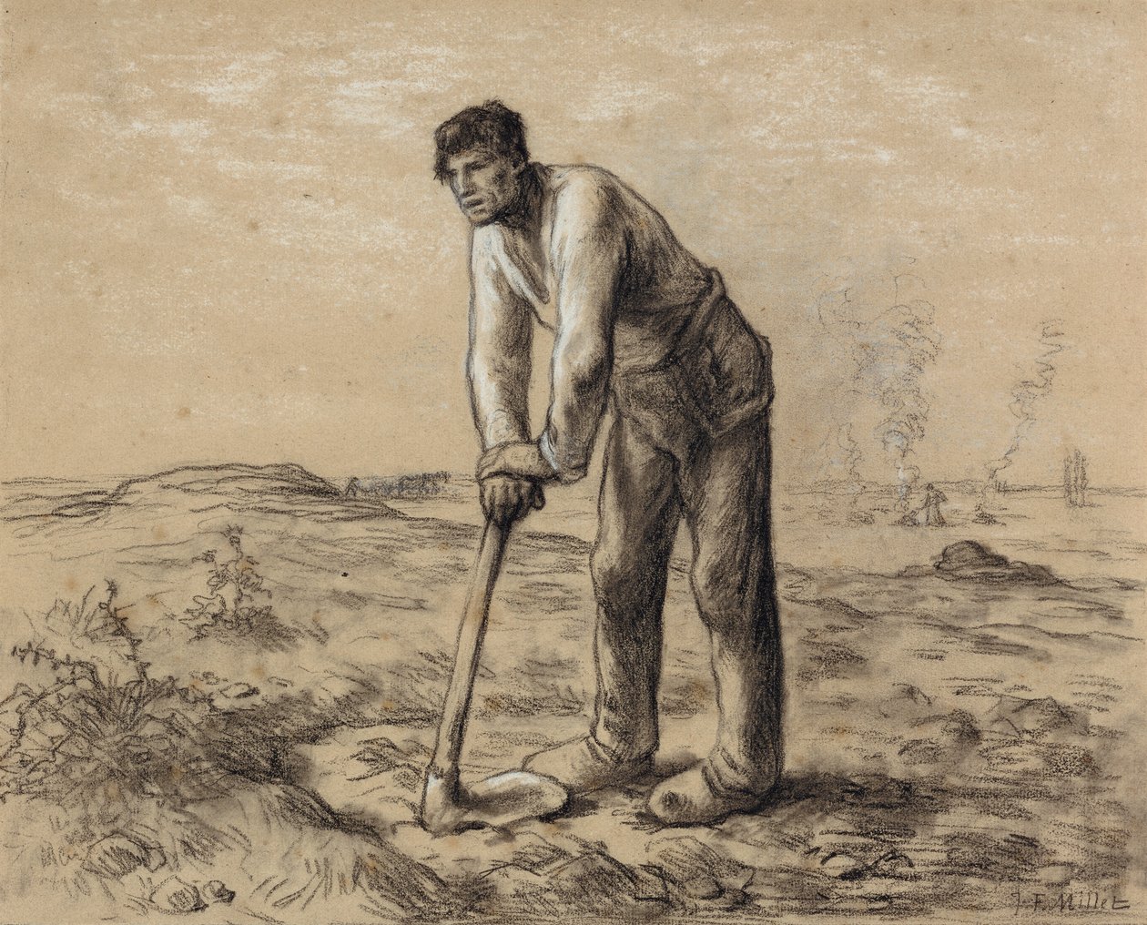 Mand med en hage, ca. 1860-62 af Jean Francois Millet