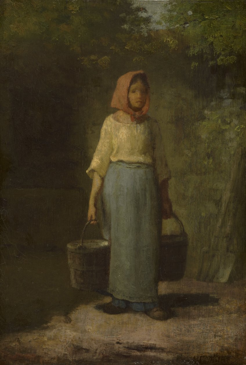 Bondepige vender tilbage fra brønden, ca. 1860 af Jean Francois Millet