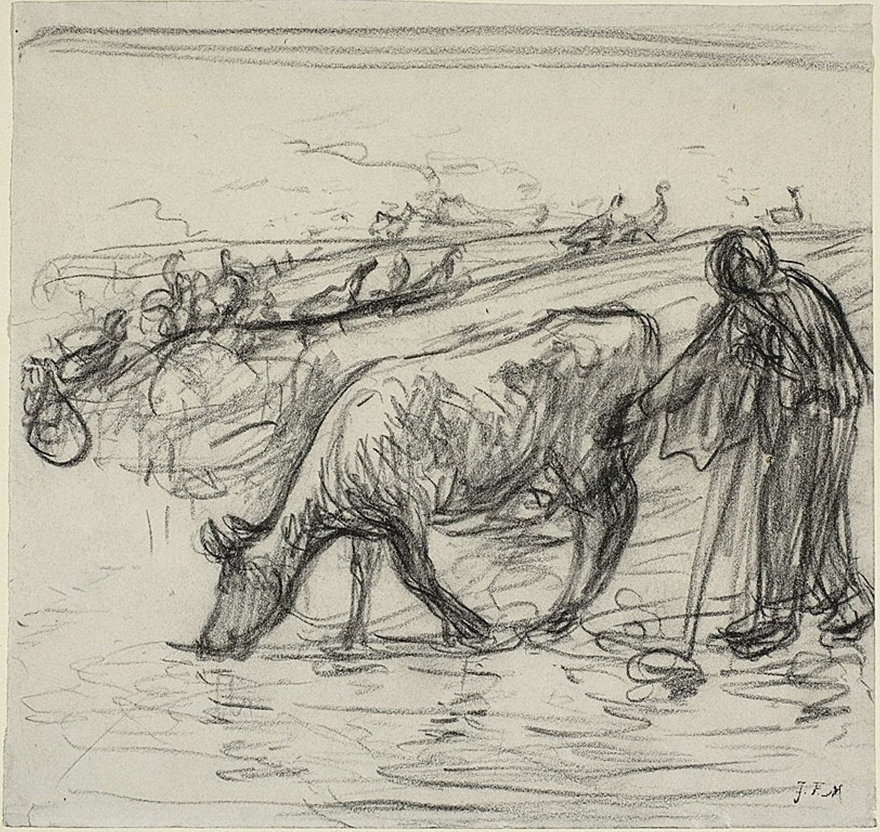 Bonde vander sin ko af Jean Francois Millet