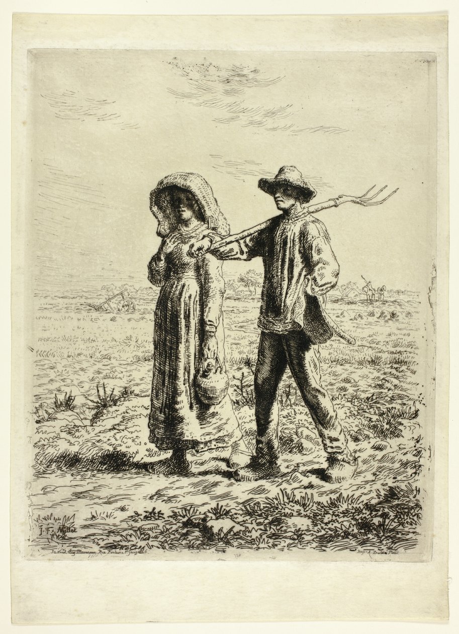 Bønder går på arbejde af Jean Francois Millet