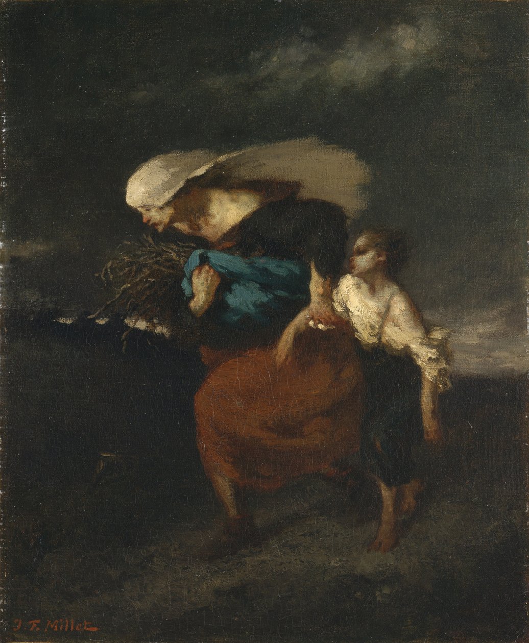 Tilbagetog fra stormen, ca. 1846 af Jean Francois Millet