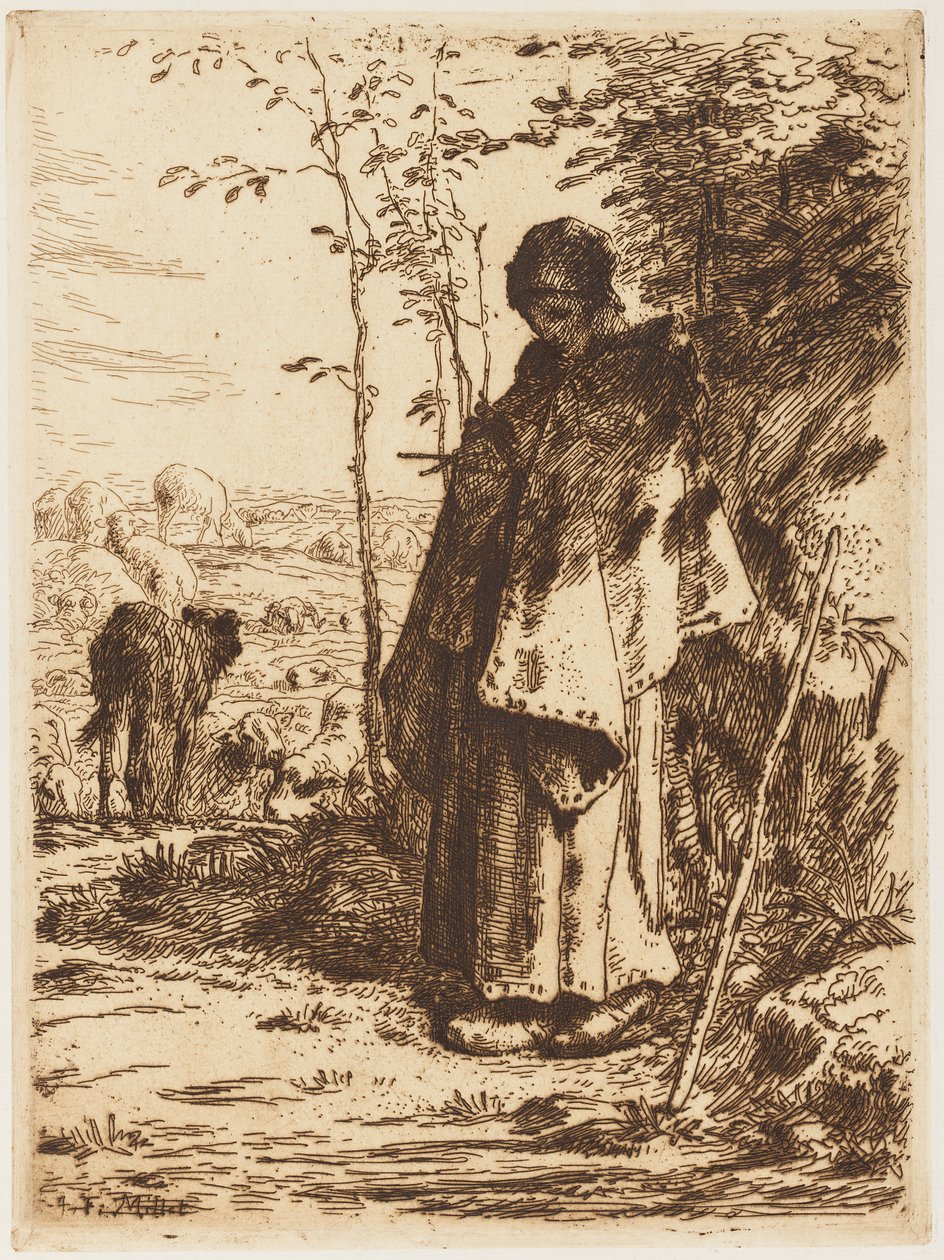 Hyrdinde strikning af Jean Francois Millet