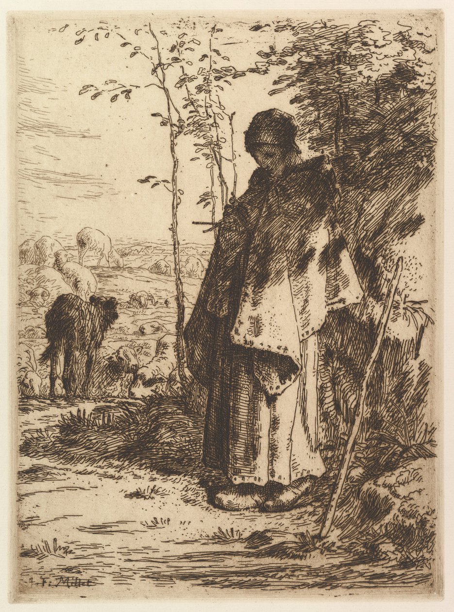 Hyrdinde strikning, 1862. af Jean Francois Millet