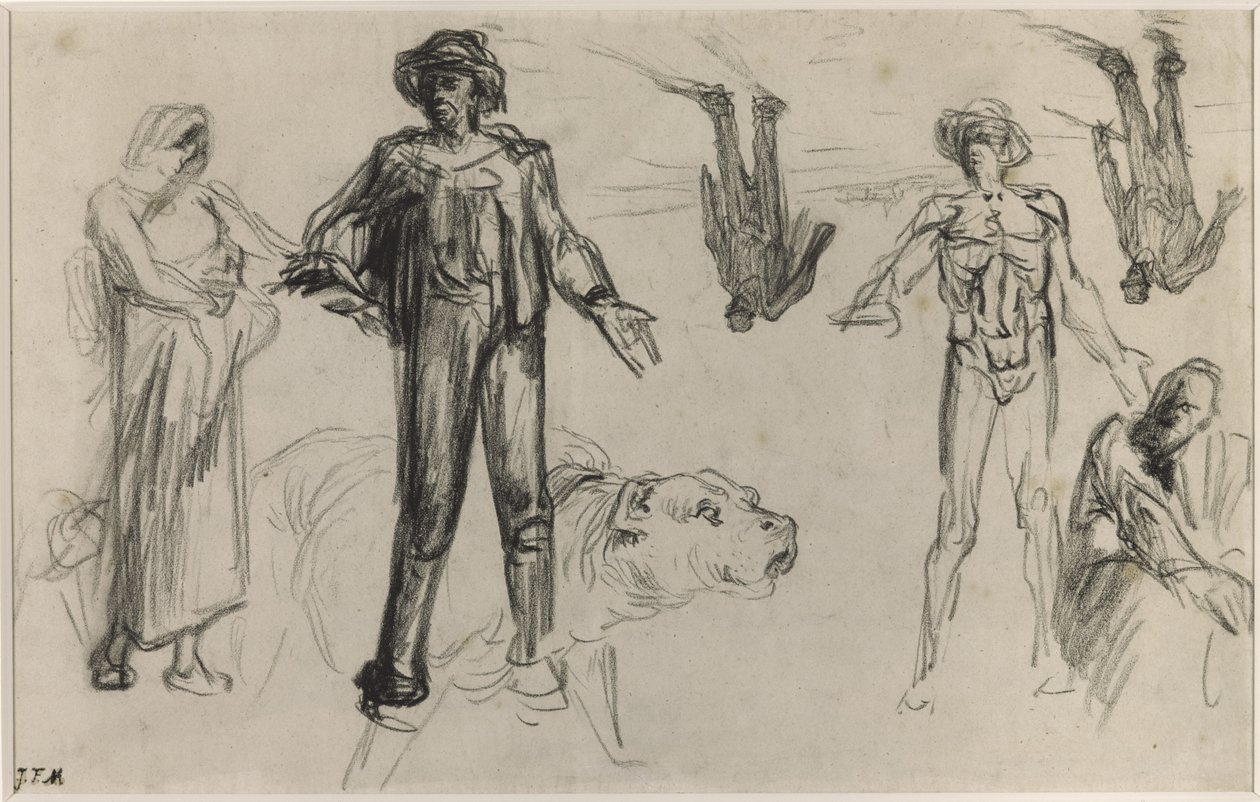 Studier til høstere, der hviler sig (conte crayon på papir) af Jean Francois Millet